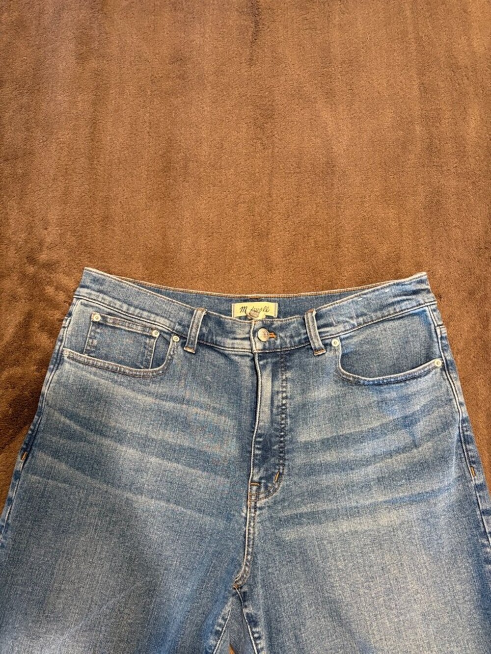 MADEWELL Flared Wide-Leg Jeans Raw Hem Medium Wash Women's Size 32